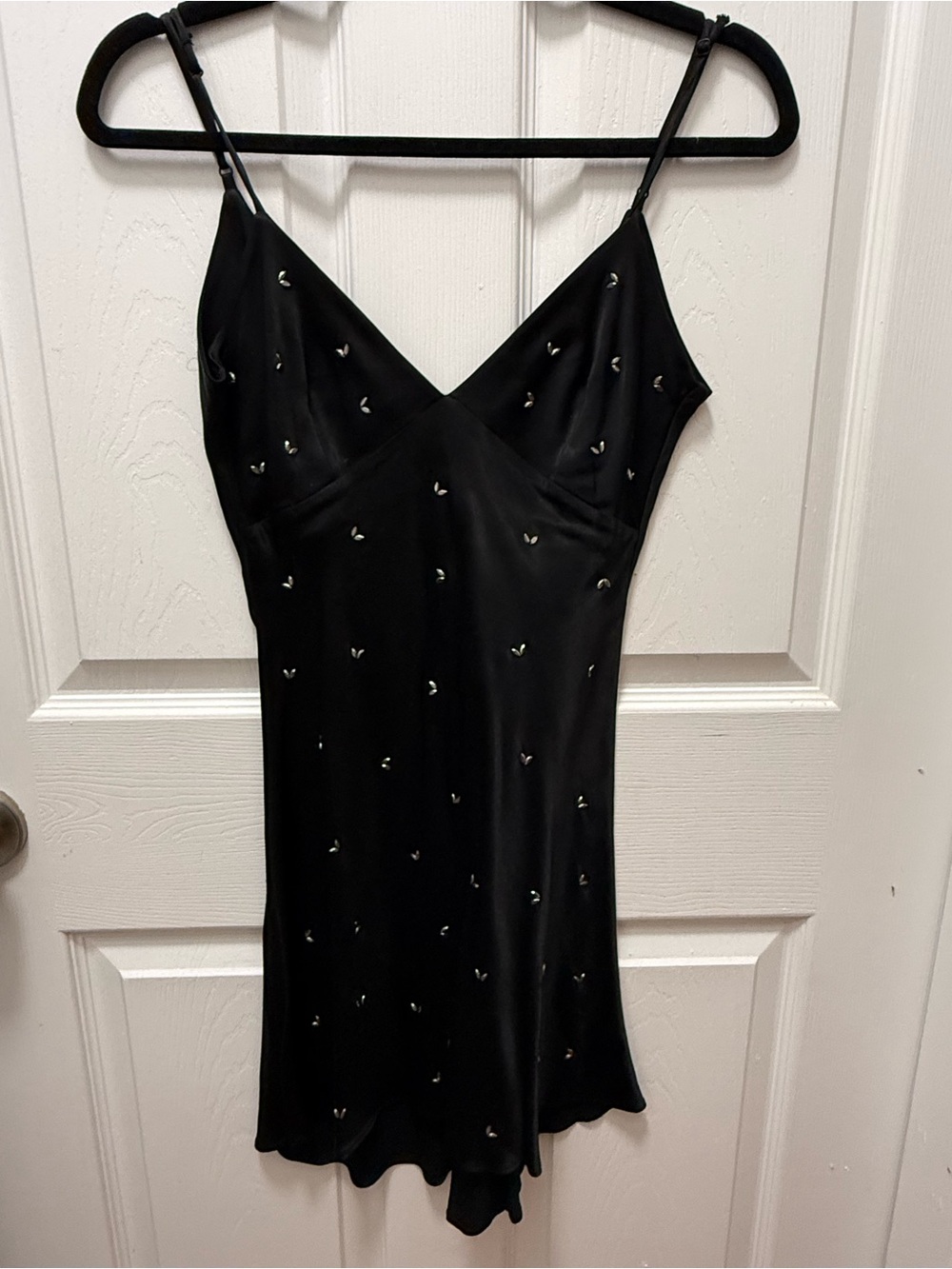 Zara Black Slip Mini Dress with Silver Stud Details
